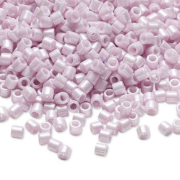 Seed bead, Delica®, glass, pkg/7.5g, #8 round, opaque glazed luster pale rose (DBL-1534). image number 0