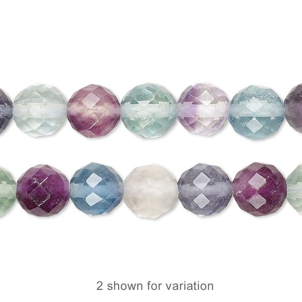 Rainbow fluorite 1pkg1, faceted round bead natural 15.5-16 inch 8mm image number 0