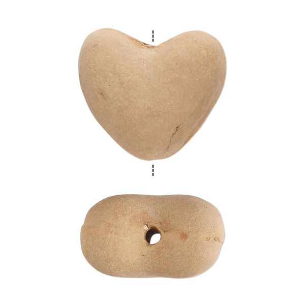 Bead, terra cotta, 20x18mm-22x20mm puffed heart. Sold per pkg of 2. image number 0