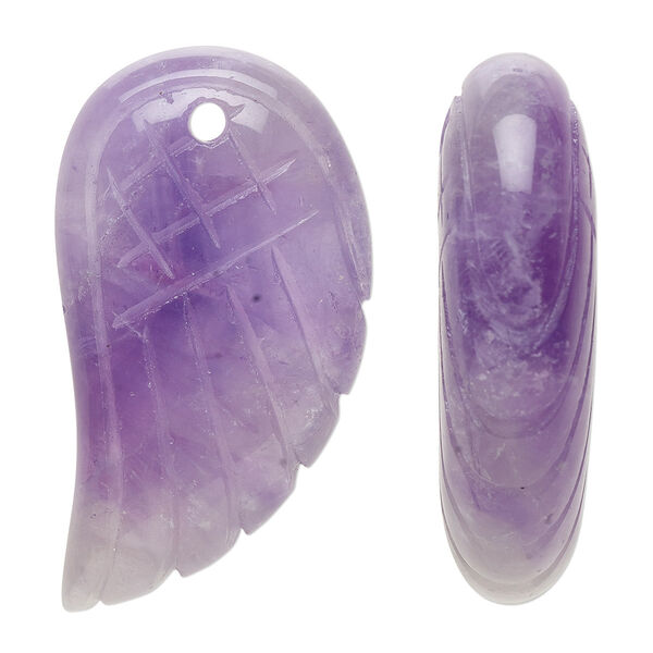 Amethyst 1pkg1, hand-cut top-drilled 2-sided wing focal natural 31x17mm-32x19mm image number 0