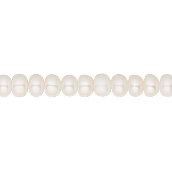 Pearl, White Lotus™, cultured freshwater (bleached), white, 5.5-6mm button, A- grade, Mohs hardness 2-1/2 to 4. Sold per 15-1/2" to 16" strand. image number 0
