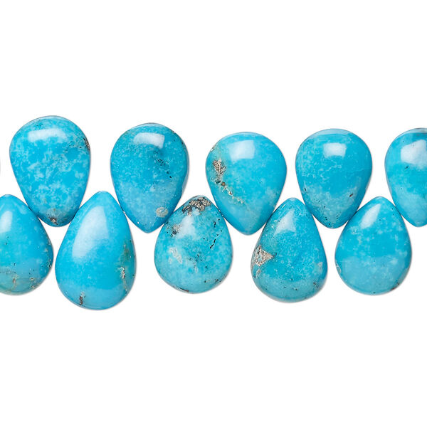 Turquoise 1pkg1, top-drilled puffed teardrop bead 8 inch 10x8mm-12x9mm image number 0