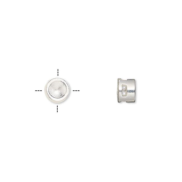 Spacer, silver-finished "pewter" (zinc-based alloy), 6x4mm cross-drilled round with SS19 chaton setting. Sold per pkg of 6. image number 0
