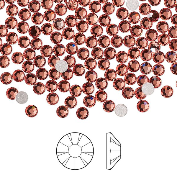 Flat back 1440pk rose peach foil back, Preciosa MAXIMA Czech crystal hotfix rhinestone 3-3.2mm chaton rose round SS12 image number 0