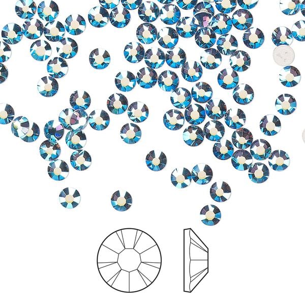 Flat back 144pk denim blue AB foil back, Preciosa MAXIMA Czech crystal hotfix rhinestone 3-3.2mm chaton rose round SS12 image number 0