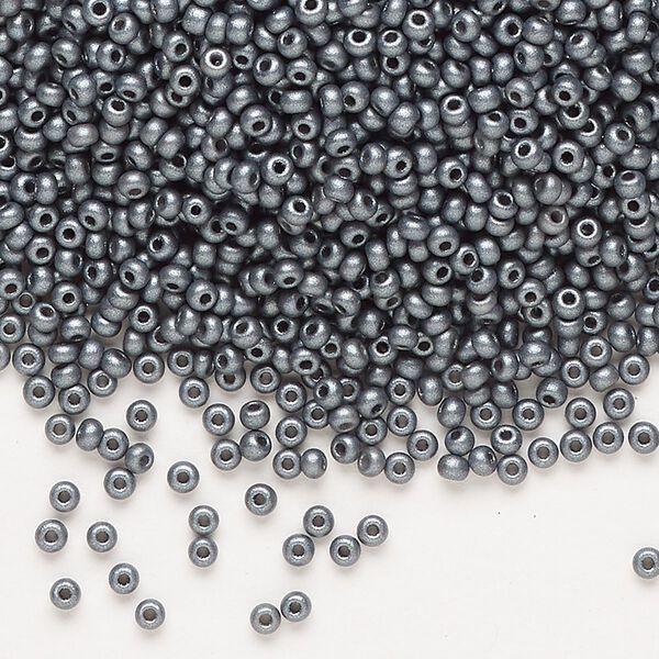 Seed bead, Preciosa Ornela Czech glass, pkg/50g, #11 rocaille, opaque PermaLux dyed black chalkwhite, (22022). image number 0