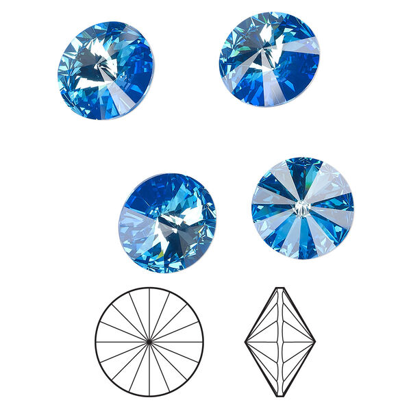 Chaton 144pk crystal royal blue DeLite, Swarovski® 14mm rivoli 1122 image number 0