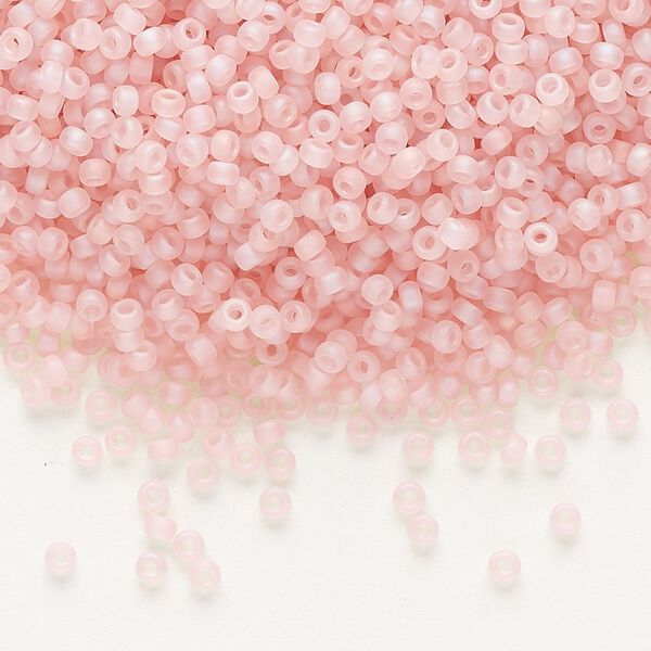 Seed bead, Miyuki, glass, pkg/25g, #11 rocaille, translucent matte rainbow pink mist, (RR-155FR). image number 0