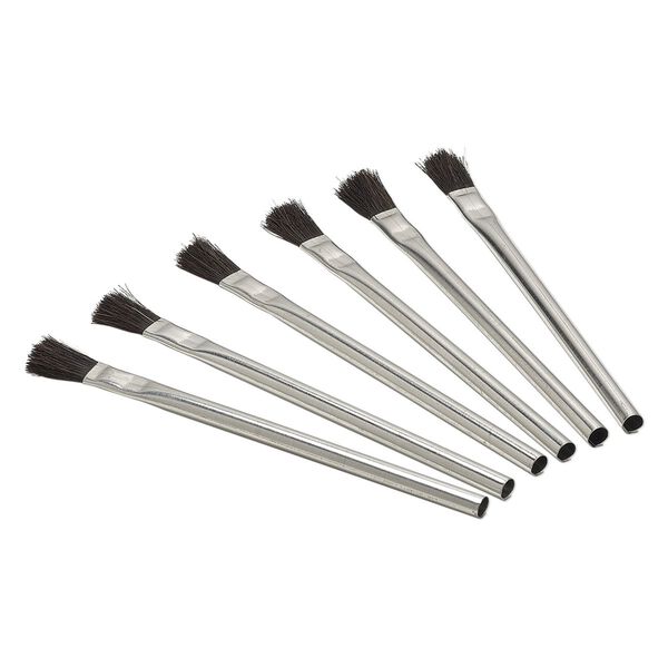 Flux brush, horsehair and tin, stiff bristle, 6 x 3/8 inches. Sold per pkg of 6. image number 0