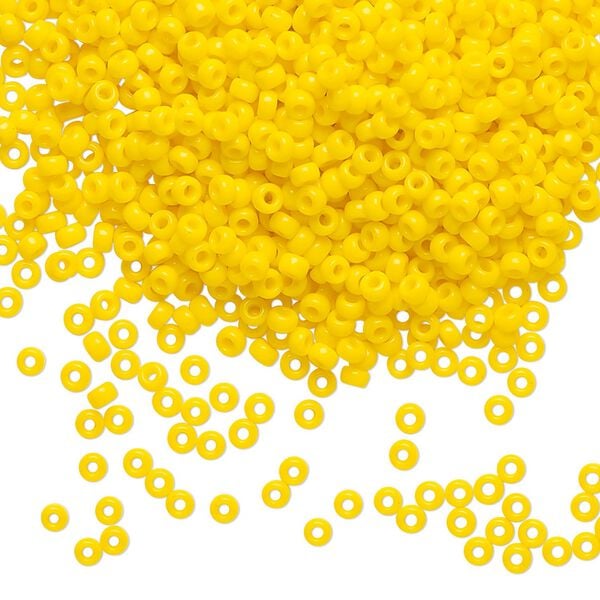 Seed bead, Miyuki, glass, pkg/25g, #11 rocaille, opaque canary, (RR-404D). image number 0