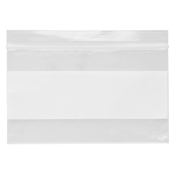 Bag, Tite-Lip™, plastic, clear and white, 5x3-inch side zip with block. Sold per pkg of 100. image number 1