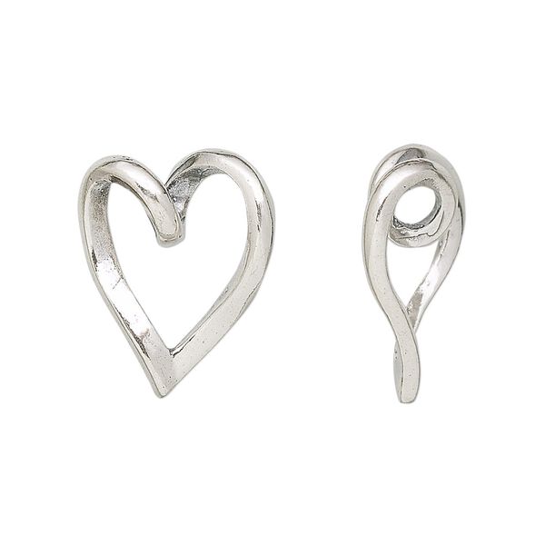Charm, JBB Findings, sterling silver, 20x15mm twisted heart. Sold individually. image number 0