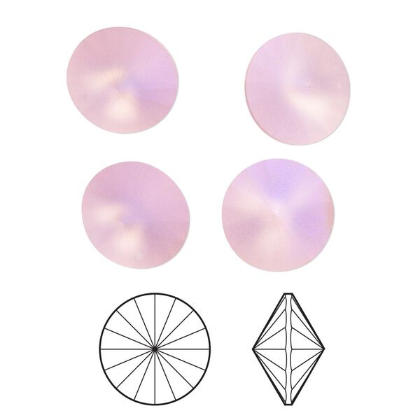 Chaton 48pk light rose frost foil back, Crystal Passions® 12mm rivoli 1122 image number 0