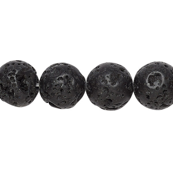 Lava rock 1pkg1, round bead 15.5-16 inch 12mm image number 0