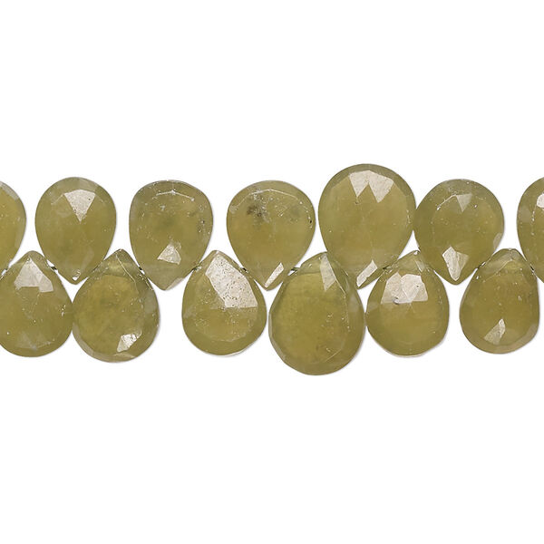 Vesuvianite 1pkg1, hand-cut top-drilled faceted puffed teardrop bead natural 9 inch graduated 6x5mm-10x8mm image number 0