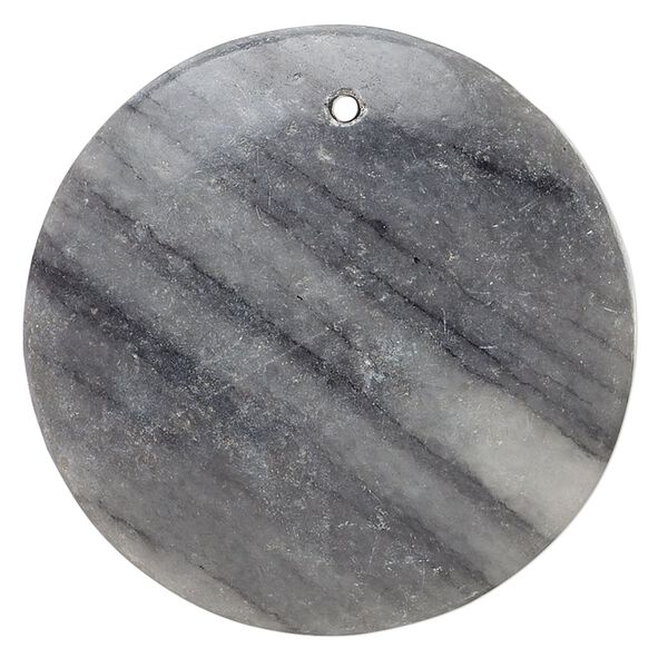 Black / grey marble 1pkg1, puffed flat back round focal natural 39-41mm image number 0