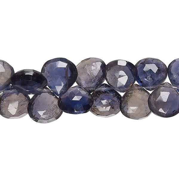 Iolite 1pkg1, hand-cut top-drilled faceted puffed teardrop bead natural 8 inch 8x7mm-10x10mm image number 0