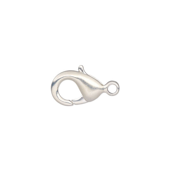 Clasp, TierraCast®, lobster claw, silver-plated brass, 12x8mm. Sold per pkg of 2. image number 0