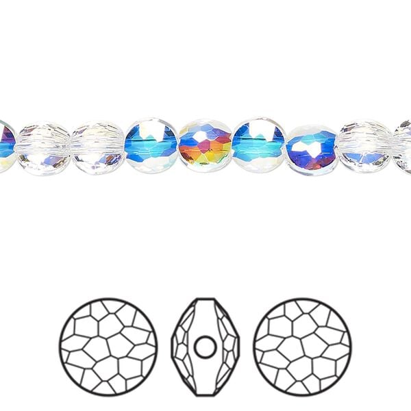 Bead 4pk crystal AB, Crystal Passions® 6mm puffed round 5034 image number 0