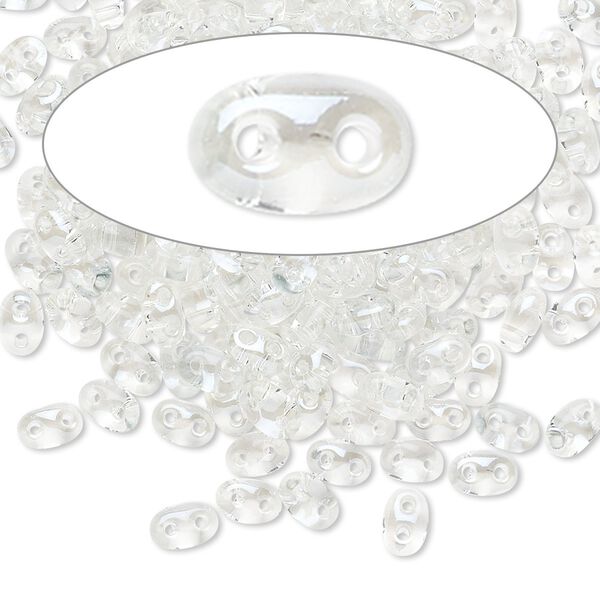 Seed bead, Preciosa Twin™ Czech glass, pkg/50g, 5x2.5mm oval, transparent lagoon clear, (20204). image number 0