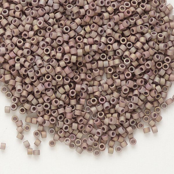 Seed bead, Delica®, glass, pkg/7.5g, #11 round, opaque matte metallic gold iris rose (DB-1061). image number 0