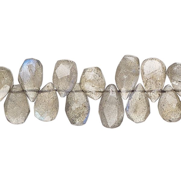 Labradorite 1pkg1, hand-cut top-drilled faceted puffed teardrop bead natural 14 inch 8x5mm-11x7mm image number 0