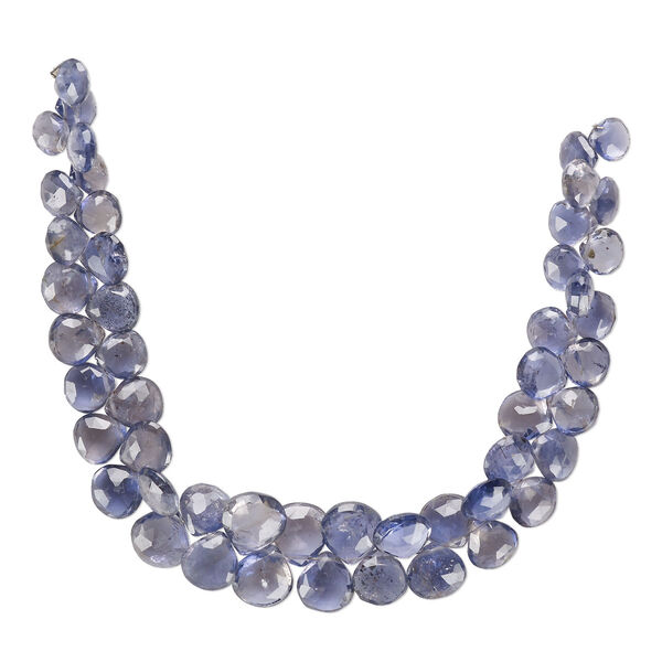 Iolite 1pkg1, hand-cut top-drilled faceted puffed teardrop bead natural 8 inch graduated 7mm-11x10mm image number 0