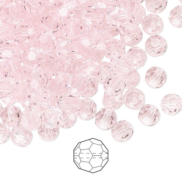 Bead 144pk pink sapphire, Preciosa Czech crystal 5mm round image number 0