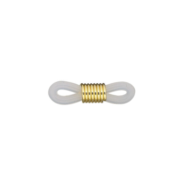 Eyeglass holder, rubber and gold-finished brass, clear, 20x5mm-26x5mm with adjustable coil. Sold per pkg of 500. image number 0