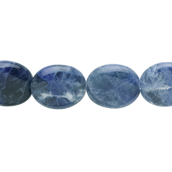 Sodalite 1pkg1, flat oval bead natural 15.5-16 inch 14x12mm image number 0