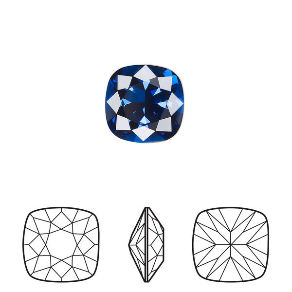 Fancy stone 72pk dark sapphire foil back, Swarovski® ReCreated™ 12mm cushion 4470 image number 0