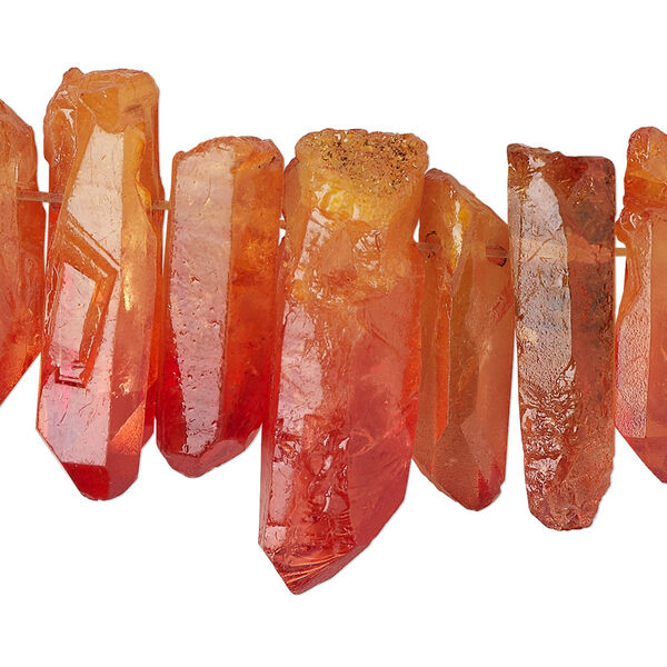 Quartz crystal 1pkg1, hand-cut top-drilled point bead 4 inch 15x4mm-34x12mm image number 0