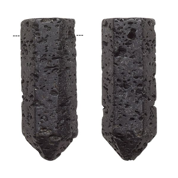 Lava rock 1pkg1, hand-cut top-drilled faceted point focal 34x13mm image number 0