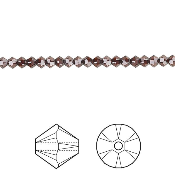 Bead 48pk smoked amber, Crystal Passions® 3mm bicone 5328 image number 0