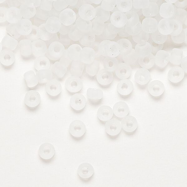 Seed bead, Dyna-Mites™, glass, transparent matte clear, #6 round. Sold per 40-gram pkg. image number 0