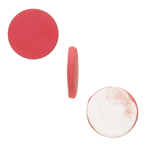 Locket insert, ceramic, red and white, 22.5mm flat round. Sold per pkg of 2. image number 0