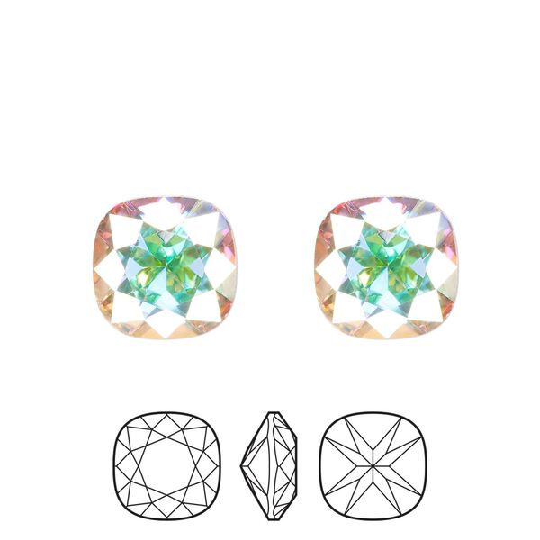 Fancy stone 2pk crystal AB foil back, Preciosa MAXIMA Czech crystal rhinestone 10mm cushion square image number 0