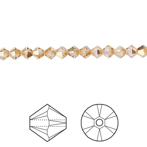 Bead 144pk crystal metallic sunshine, Crystal Passions® 4mm bicone 5328 image number 0