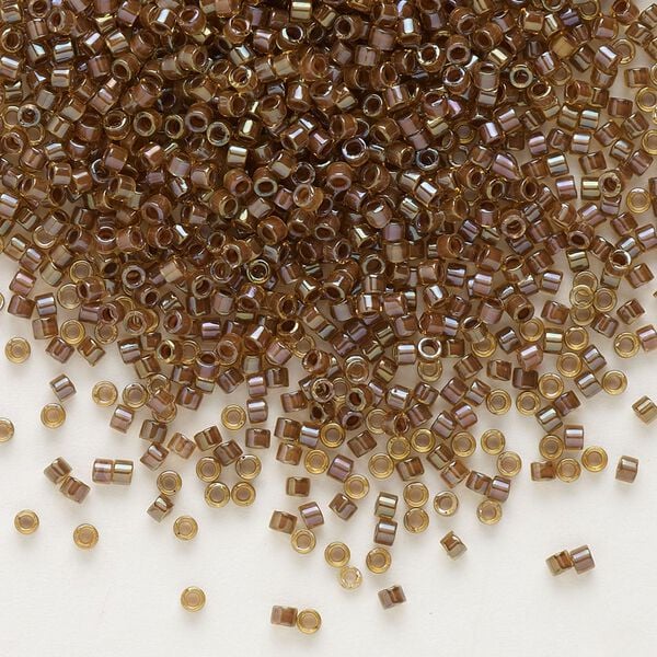 Seed bead, Delica®, glass, pkg/50g, #11 round, translucent cinnamon-lined luster topaz (DB-0287). image number 0