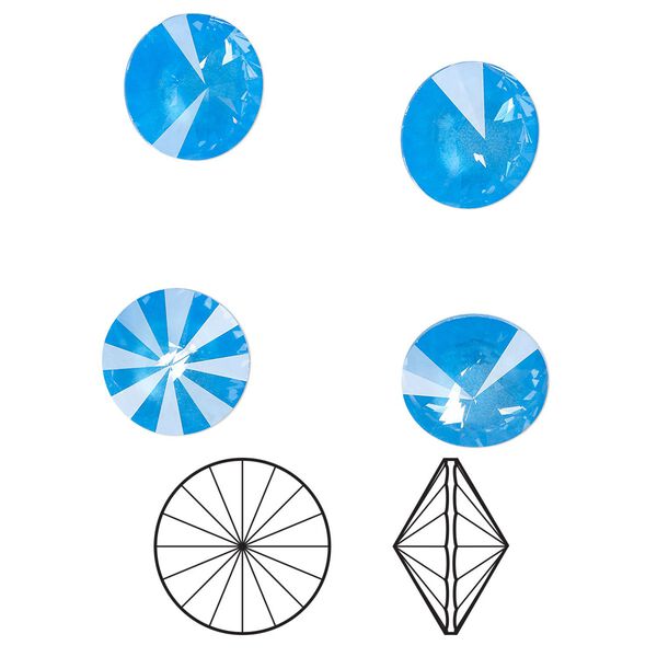 Chaton 4pk crystal electric blue ignite LacquerPRO, Crystal Passions® 12mm rivoli 1122 image number 0
