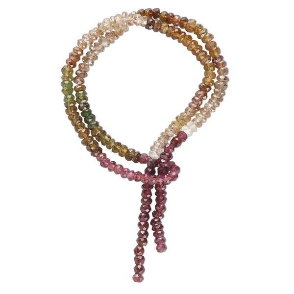 Multi-gemstone 1pkg1, hand-cut faceted rondelle bead 13 inch 3x1mm-4x2mm image number 0