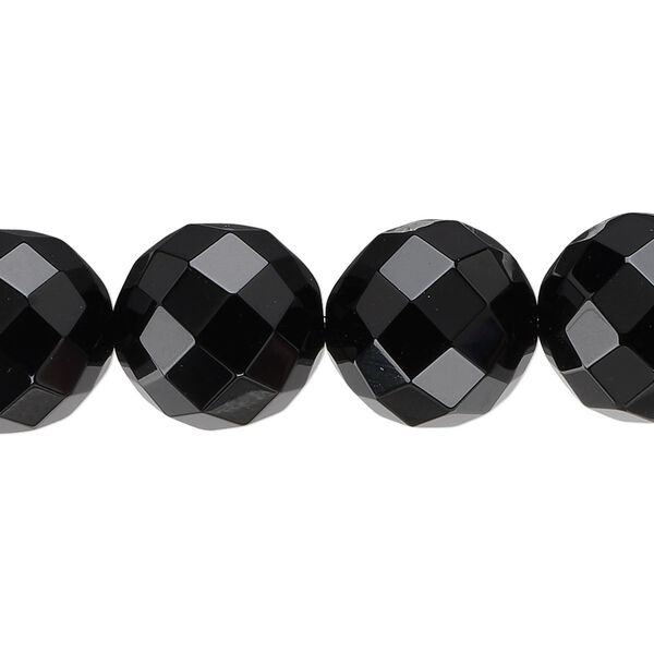 Black onyx 1pkg1, faceted round bead 15.5-16 inch 14mm image number 0
