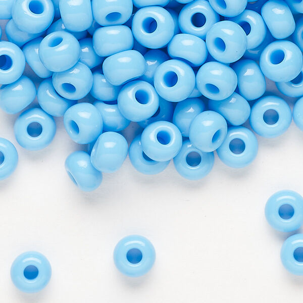 Seed bead, Preciosa Ornela, glass, opaque sky blue, #2 rocaille. Sold per 50-gram pkg. image number 0