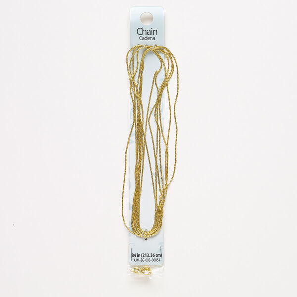 Chain, gold-finished "pewter" (zinc-based alloy) and steel, 1mm snake, 7 feet with (4) 6mm 19 gauge jump rings and (4) 7x3mm crimp ends. Sold individually. image number 0