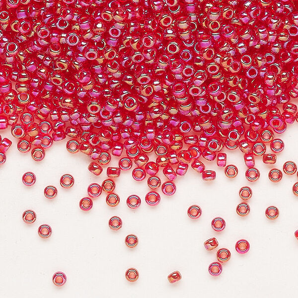Seed bead, Miyuki, glass, pkg/250g, #11 rocaille, translucent rainbow red (RR-254). image number 0
