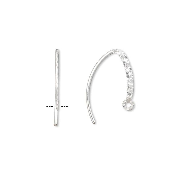 Ear wire 1pkg2 sterling silver-filled, 16mm textured marquise / flat / closed loop / double-sided, 18 gauge 1 pair image number 0