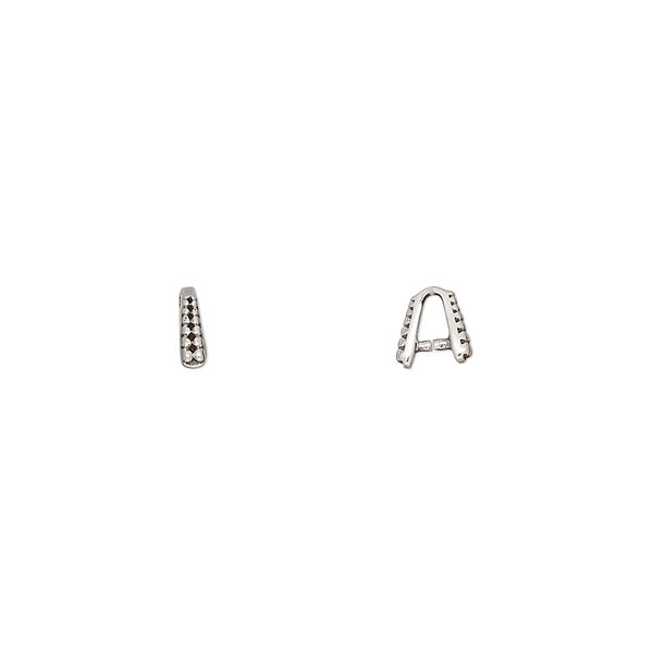 Bail, ice-pick, antiqued sterling silver, 5x2mm with beaded design, 2.7mm grip length. Sold per pkg of 4. image number 0