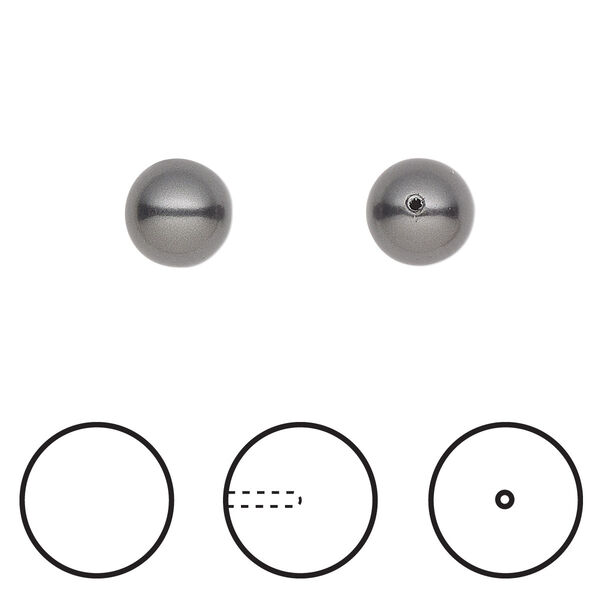 Pearl 4pk black, Crystal Passions® 8mm round 5818 image number 0