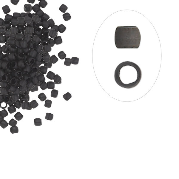Crimp, painted brass, black, 2mm round, 1.3mm inside diameter. Sold per pkg of 100. image number 0