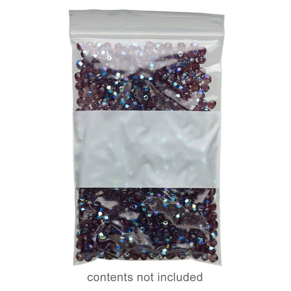 Bag, Tite-Lip™, plastic, clear and white, 4x6-inch top zip with block. Sold per pkg of 1,000. image number 0
